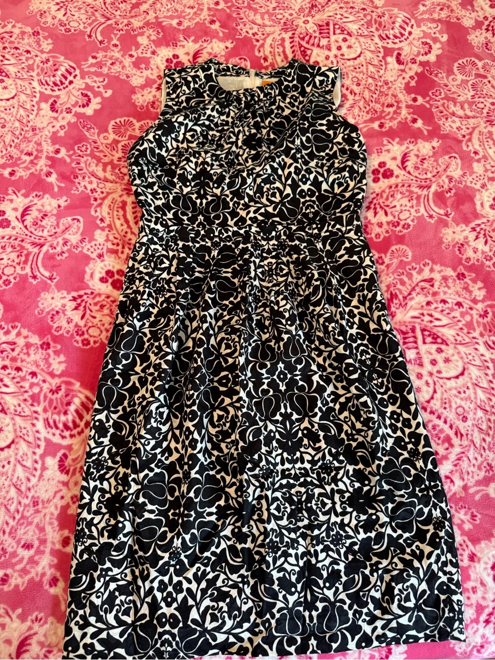 Tory Burch Black and White Floral Midi Dress